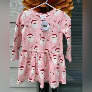 NWT Mud Pie Pink Santa Print Dress Size small 
12/18 months